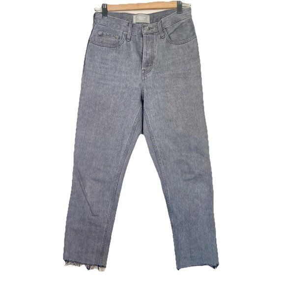 Everlane Jeans The 90s Cheeky Womens 25 Crop Gray Wash Organic Cotton Button Fly - Picture 1 of 12